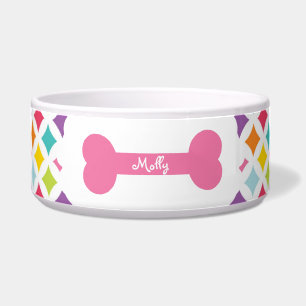 Tigela Impressão do diamante do arco-íris personalizado