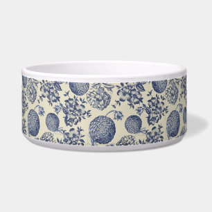 Tigela Impressão Flor Azul Antiquado Floral