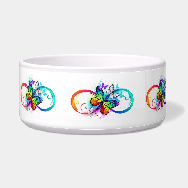 Tigela Infinidade brilhante com borboleta arco-íris (Frente)
