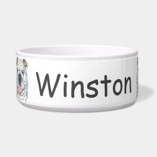 Tigela Inglês Bulldog Funny Smiley Dog Personalizado