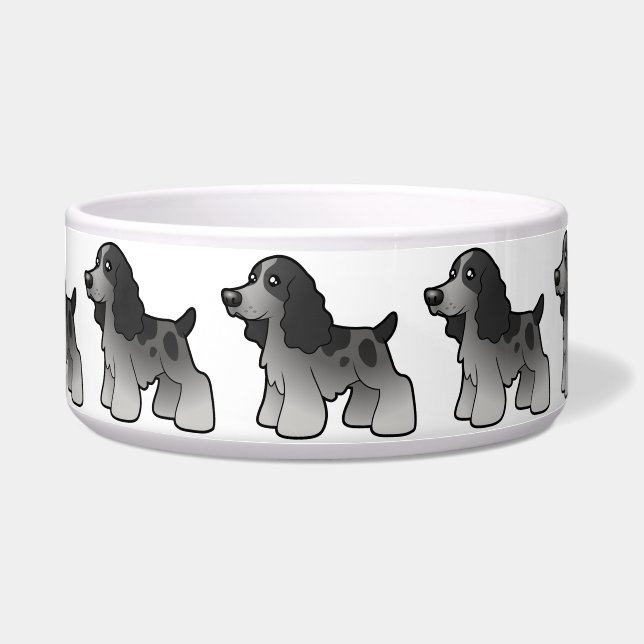 Tigela Inglês cocker spaniel dos desenhos animados (Frente)