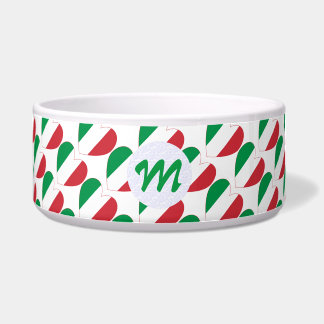 Tigela Italian Flag Heart Ruled and Personalized Pet