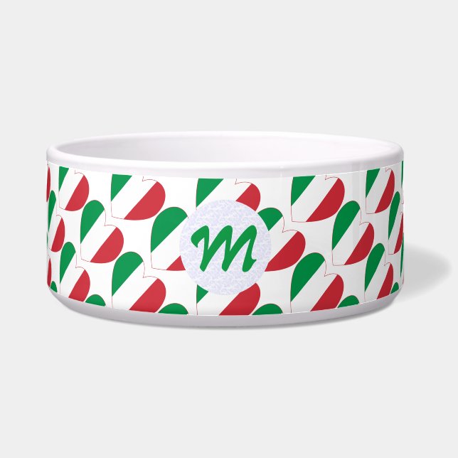 Tigela Italian Flag Heart Ruled and Personalized Pet (Frente)