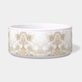 Tigela Ivory White Flowers Ceramic Pet Bowl