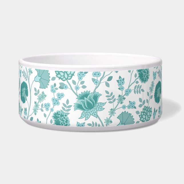 Tigela Jacobean Floral Big Pattern Teals on White (Frente)