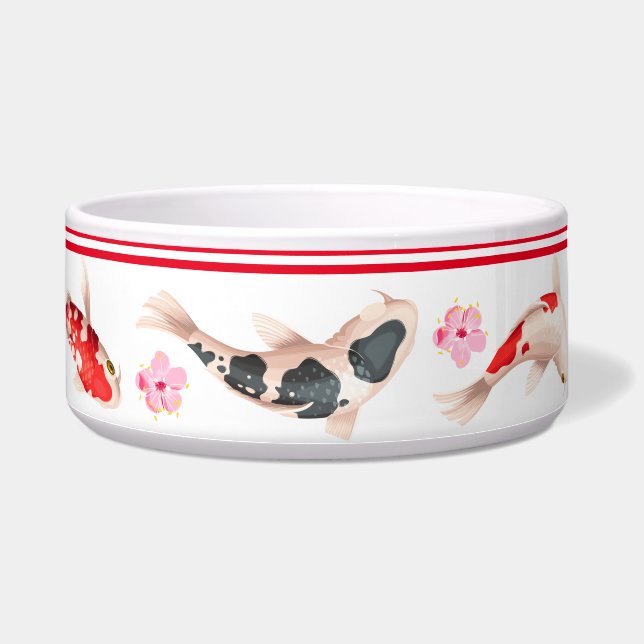Tigela Japonês Floral KOI FISH branco e vermelho (Direita)