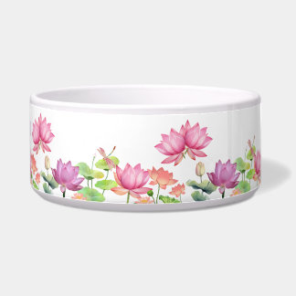 Tigela Jardim Floral de Lótus Rosa em Aquarela CASAMENTO