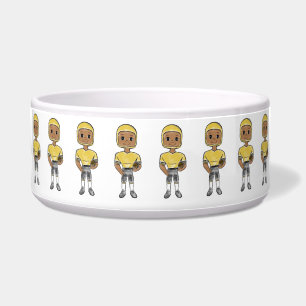 Tigela jogador de futebol retrô vintage preto amarelo sim