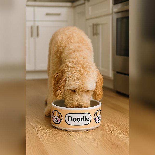 Tigela "Kawaii Dog Bowl Personalizado com Nome de etiquet (Criador carregado)