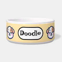 "Kawaii Dog Bowl Personalizado com Nome de etiquet