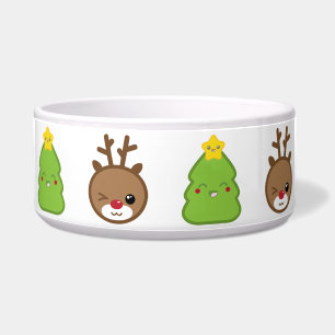 Tigela Kawaii Reindeer e Pet Bowl da Árvore de Natal