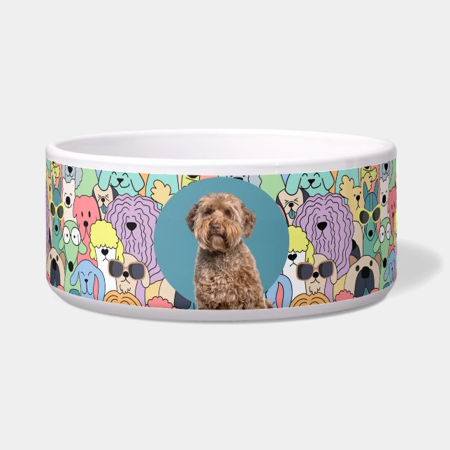 Tigela Labradoodle Personalizado Foto e Nome Dog Bowl (Frente)