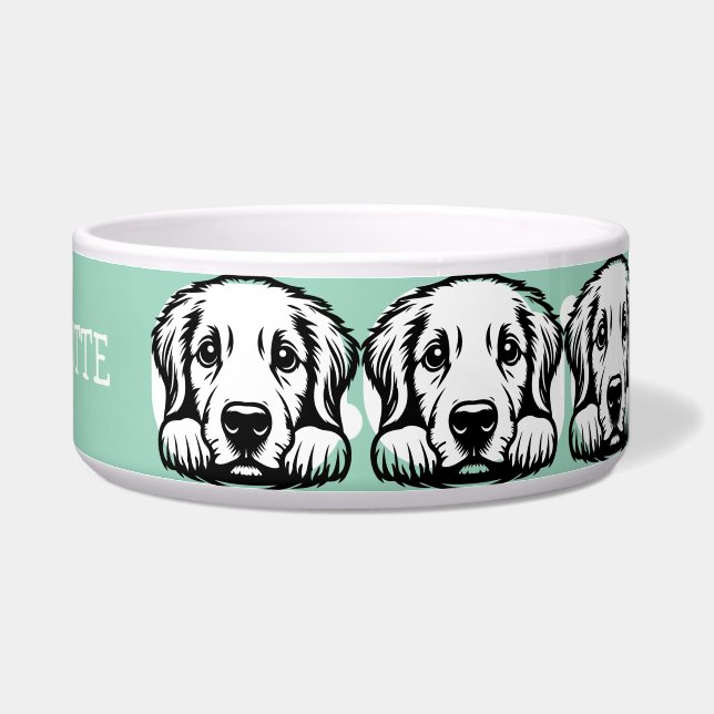 Tigela Labrador Curioso Personalizar tema Verde (Direita)