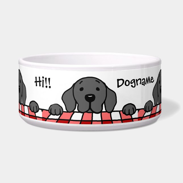 Tigela Labrador preto que olha o cozinha (Frente)