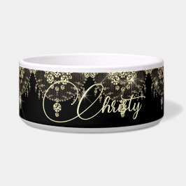 Tigela Lace preto e dourado, caneca esferográfica elegant