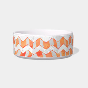 Tigela Laranja e branco de Chevron da zebra