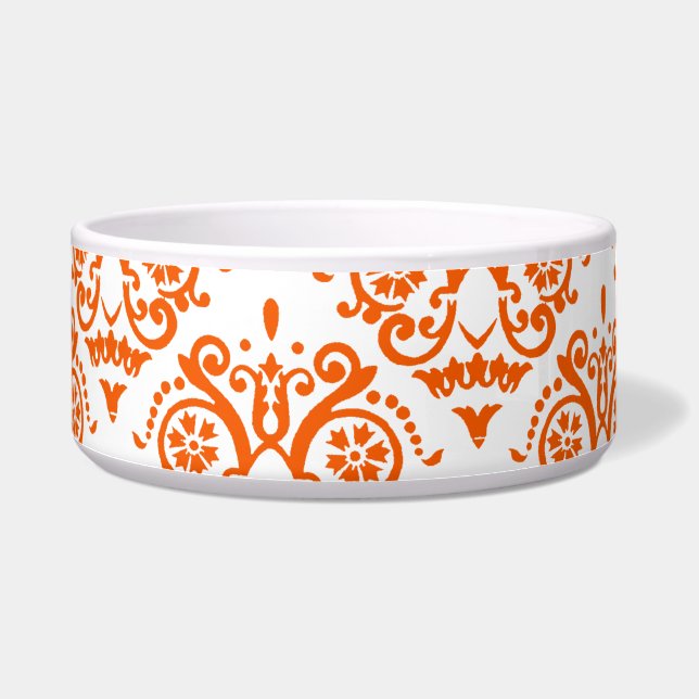 Tigela Laranja e White Elegant Damask (Esquerda)