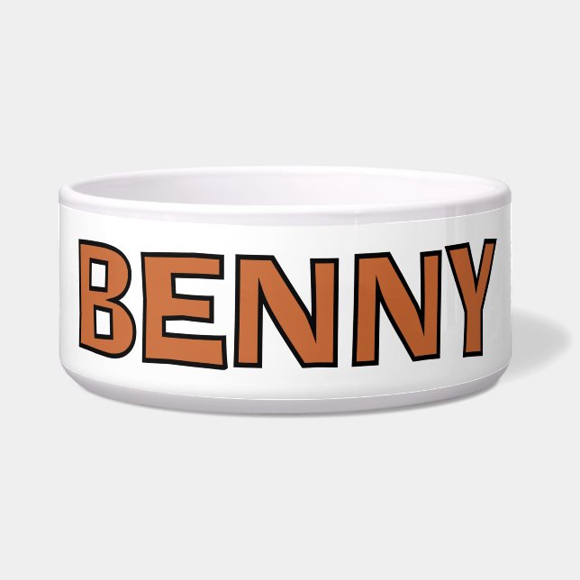 Tigela Laranja Queimada Pessoalizada & Cachorro Branco Pr (Frente)