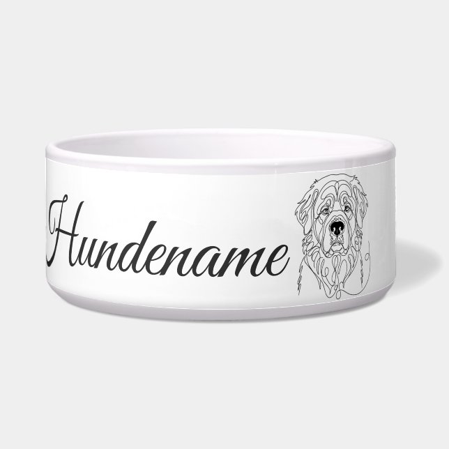 Tigela Leonberger Minimalist Line Art personalized bowl (Frente)
