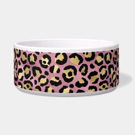 Tigela Leopard Series Design 15 rosa e Dourada