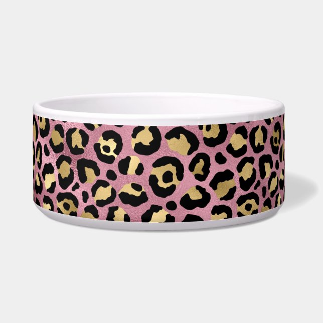 Tigela Leopard Series Design 15 rosa e Dourada (Frente)