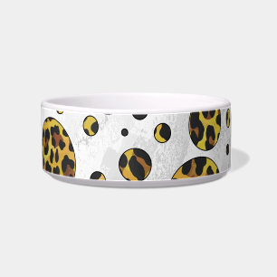 Tigela Leopardo Castanho e Bolinhas Amarela