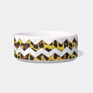 Tigela Leopardo Castanho e Impressão do Cevron Amarelo
