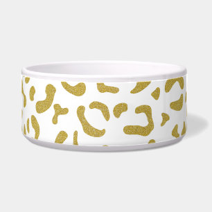 Tigela Leopardo Dourado, Brilho Dourado, Impressão Leopar