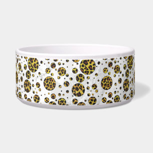 Tigela Leopardo Marrom e Amarelo com Bolinhas