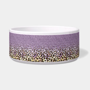 Tigela Leopardo roxo na moda feminino bonito do brilho do