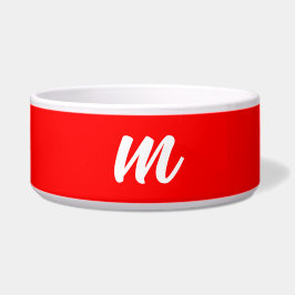 Tigela Letra Inicial de Monograma Branco Vermelho