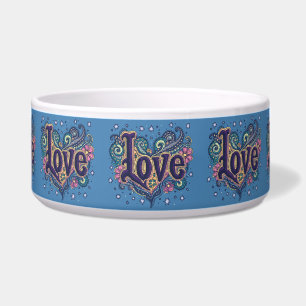 Tigela Letra Psychedelic Boho Love com Destaque Floral