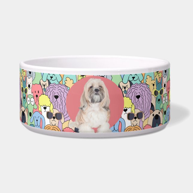 Tigela Lhasa Apso Personalizado Foto e Nome Dog Bowl (Frente)