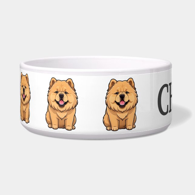 Tigela Lindo Chow Chow de desenho animado Personalizar (Esquerda)