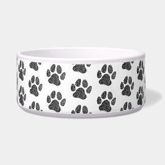 Tigela Linocagem de impressão de tela de cachorro preto e