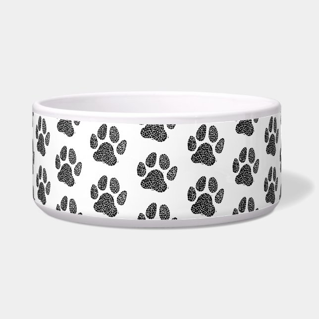Tigela Linocagem de impressão de tela de cachorro preto e (Frente)