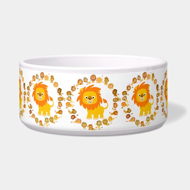 Tigela Lion Mandala Pet Bowl de um Bom Cartoon (Frente)