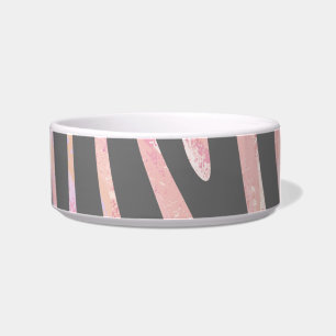 Tigela Listra de Zebra Cinza Claro e Impressão Rosa