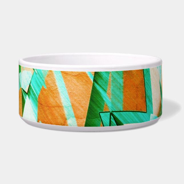 Tigela Listras azuis ou cianas sobre laranja avermelhada  (Esquerda)