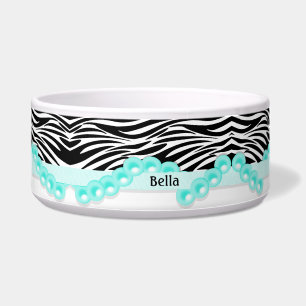 Tigela Listras da zebra e pérolas personalizadas da
