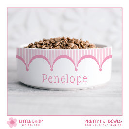 Tigela Listras Rosa Borda Entalada Personalizável Pet