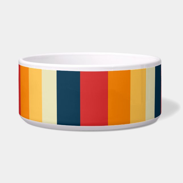 Tigela listras vermelhas, azuis, laranja e amarelas (Frente)