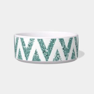 Tigela Listras Zig Zag Chevron Verde Branco Glamurosas