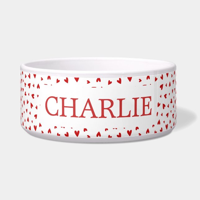 Tigela Little Love Hearts Pattern - Personalised Pet Bowl (Frente)