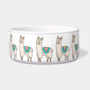 Tigela llama alpaca de desenho animado sorridente e feliz