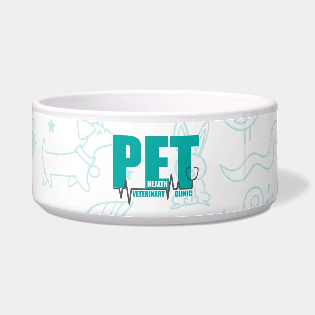 Tigela Logotipo azul Moderno da Clínica Veterinária (Frente)