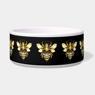 Tigela Logotipo Faux Gold Foil Polygonal da Abelha em Pre