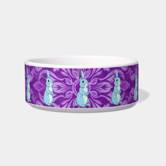 Tigela Majestic Blue Rabbit Mandala Purple Pet Bowl