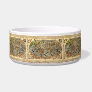 Tigela Mapa Mundial Vintage Atlas Antiquado Histórico