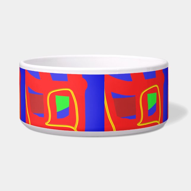 Tigela Marinho azul e vermelho padrões abstinentes brilha (Frente)